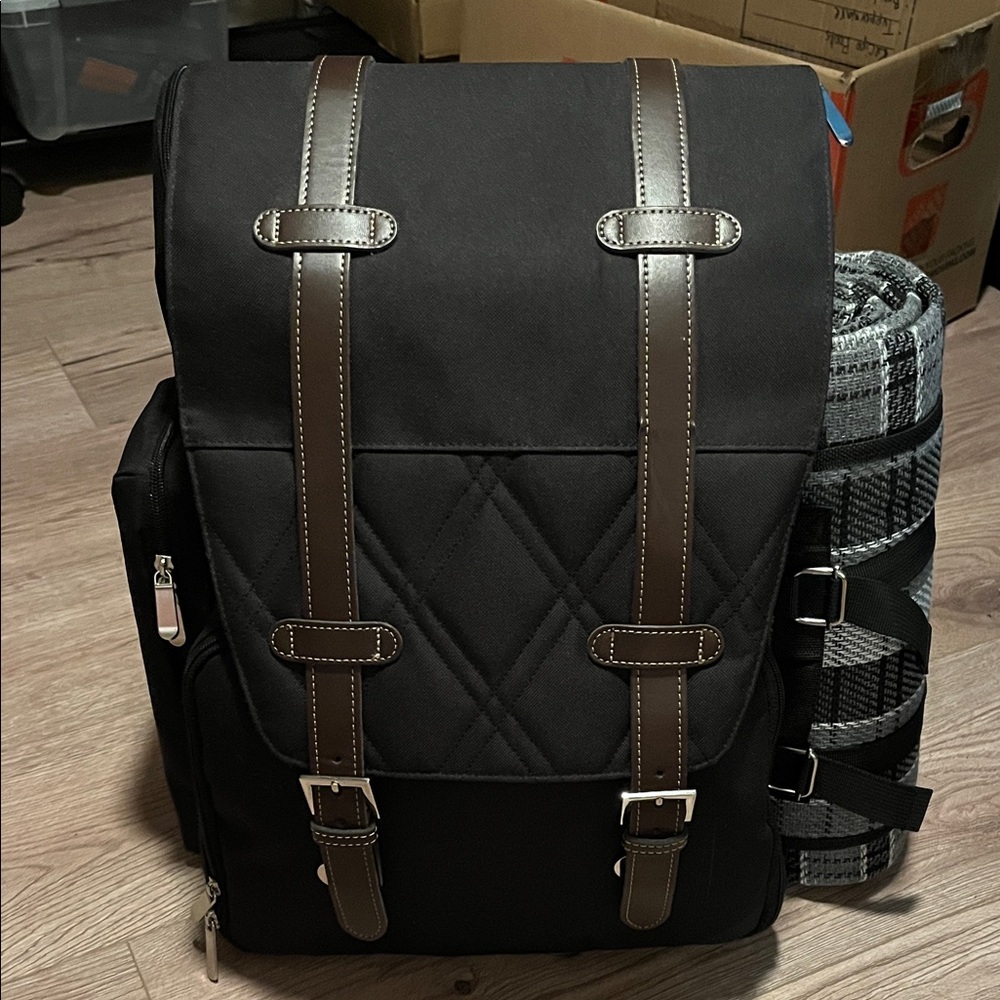 Large Capacity Picnic Backpack with Insulated Cooler Compartment